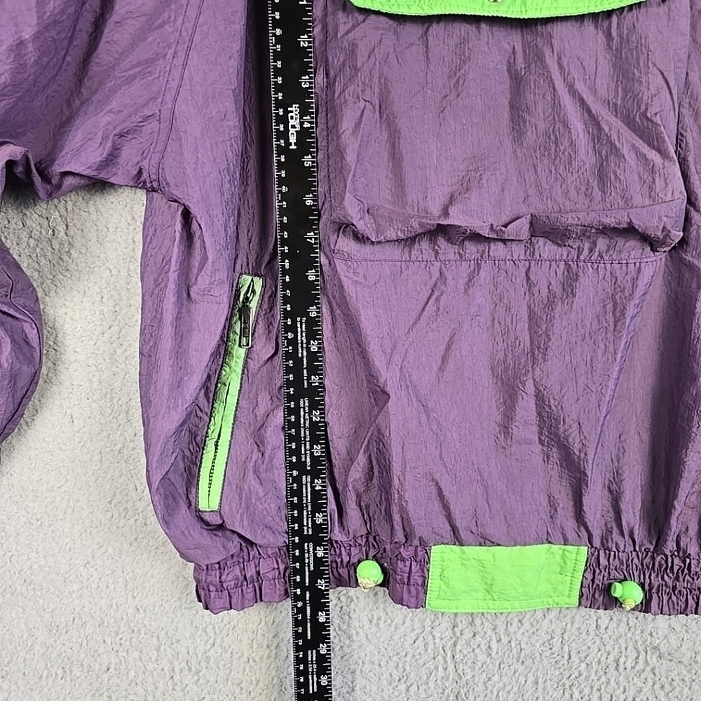 Vintage 90’s Men Y2K Champion Windbreaker Lace Up Nylon Jacket Size S Purple/Gre - Picture 8 of 16